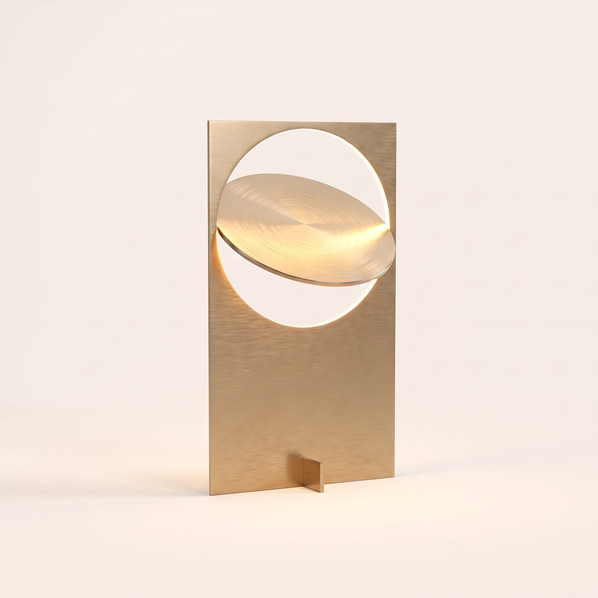 Horizon Disc Table Lamp — Titanium Gold lit