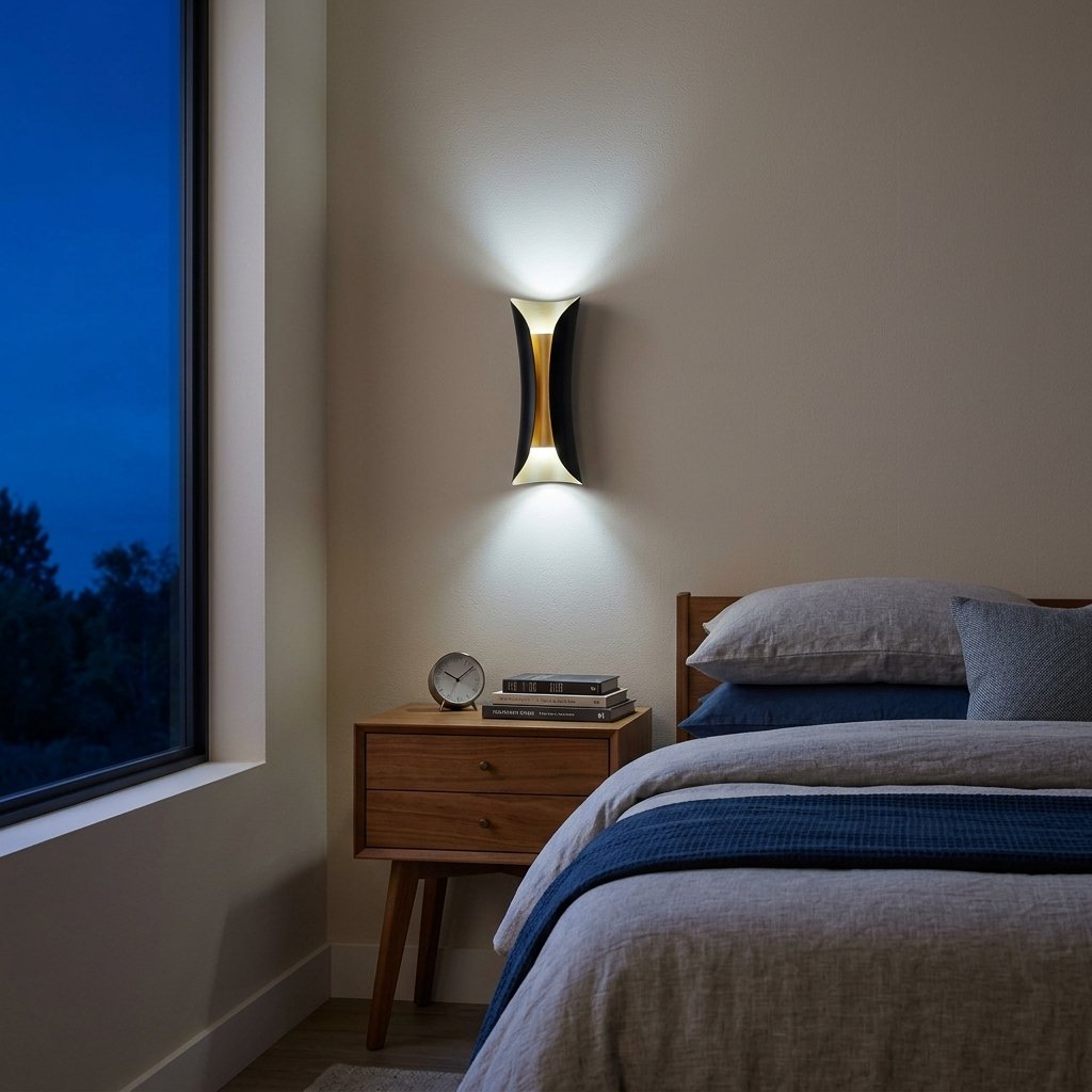Gilt Leaf Wall Sconce — Black & Gold dusk bedroom lifestyle