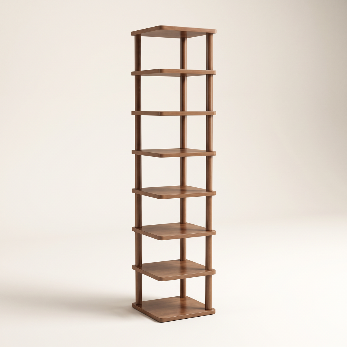 Spire Shoe Tower — hero, Walnut 8-tier Half