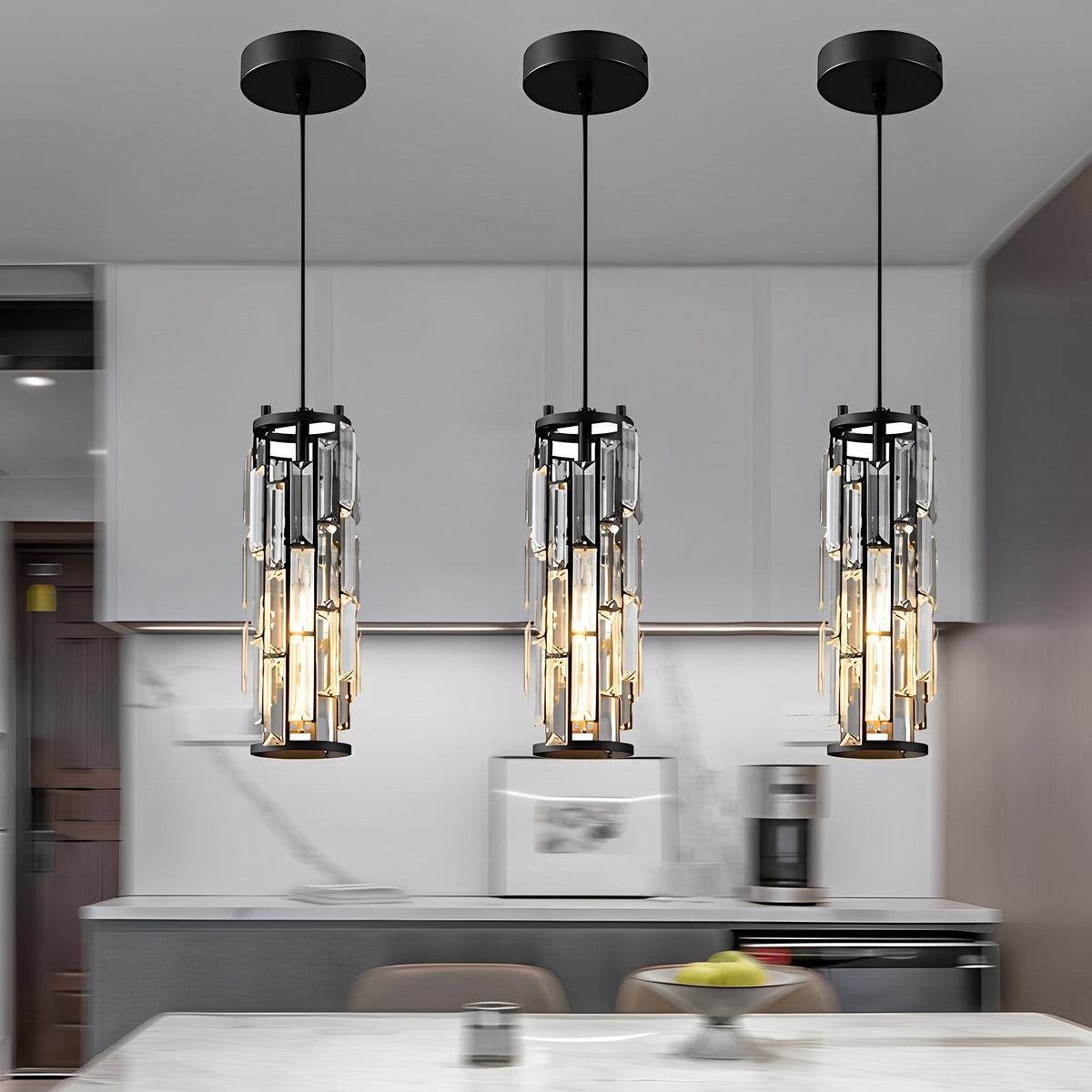 Prism Mini Pendant — black pendants in gray kitchen