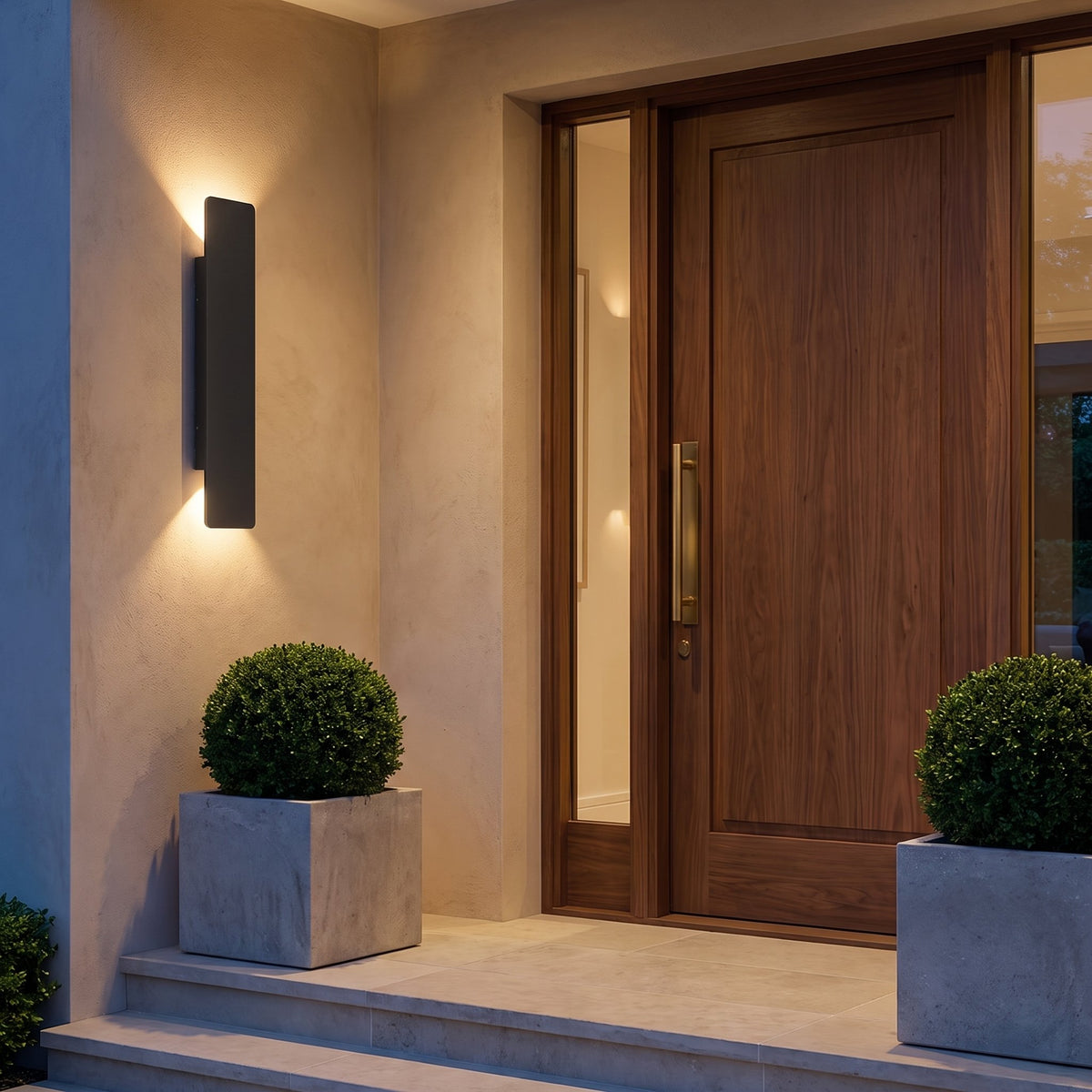 Meridian Outdoor Wall Sconce — lifestyle, front entryway