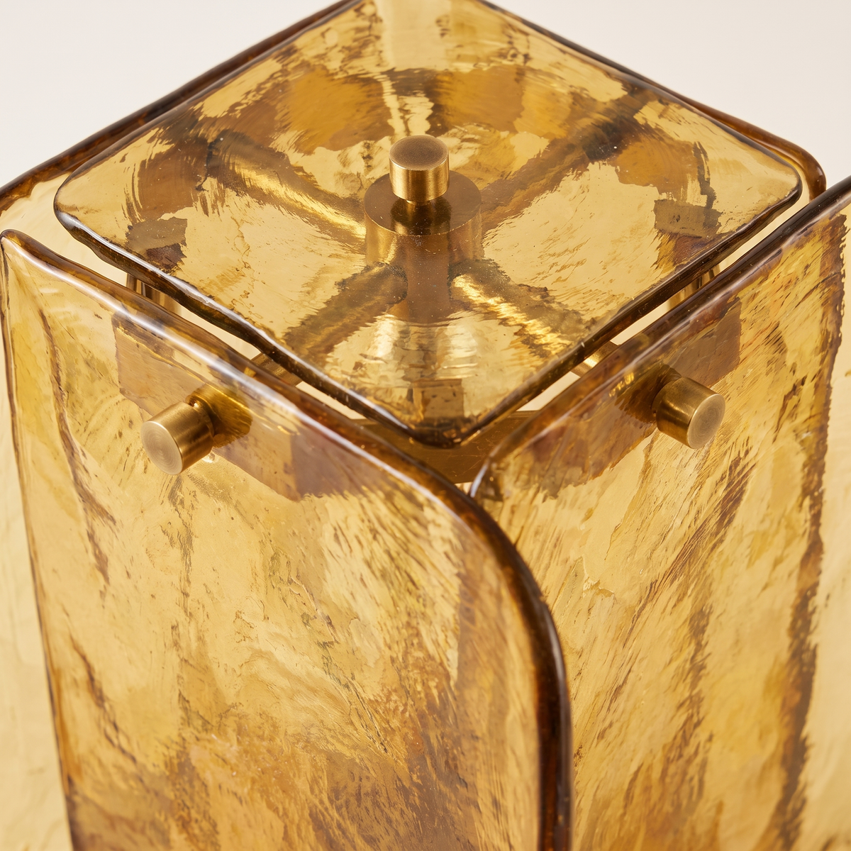 Amber Glass Table Lamp — glass and hardware detail