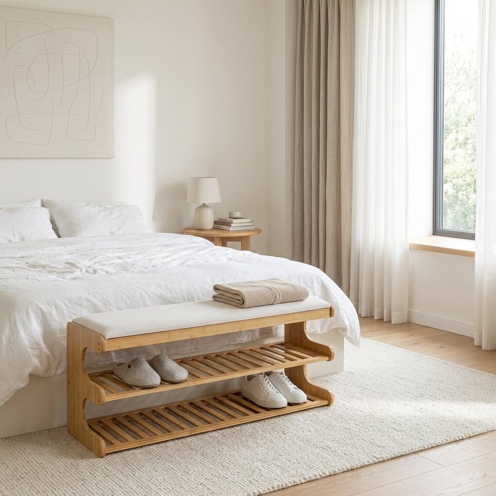 Reya Bamboo Storage Bench - bedroom