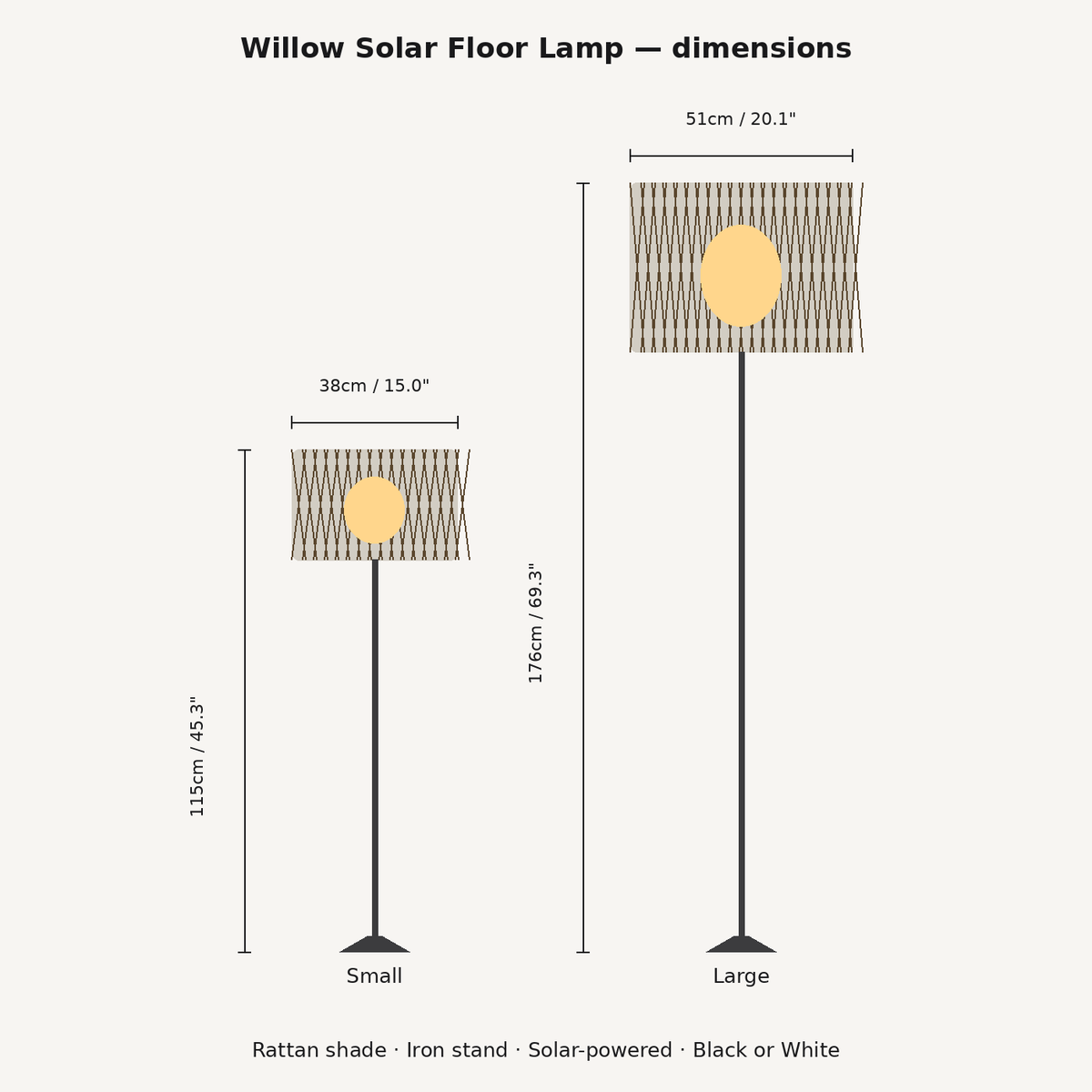 Willow Solar Floor Lamp — dimensions