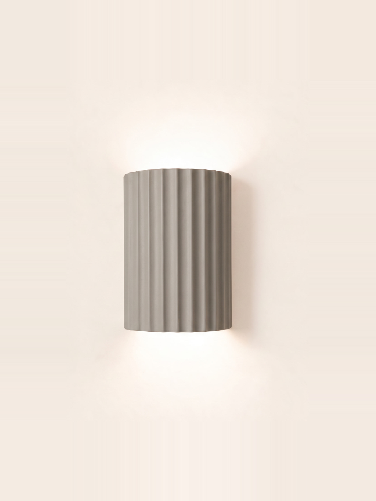 Ribbed Resin Wall Sconce — hero, Gray