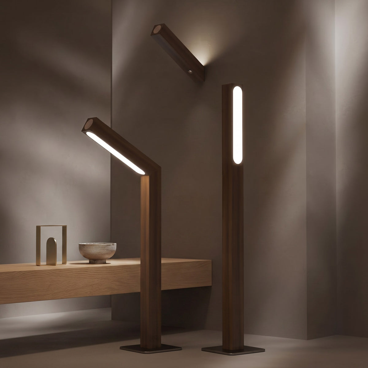 Linea Wood Strip Lamp — Wood and Walnut lifestyle scene