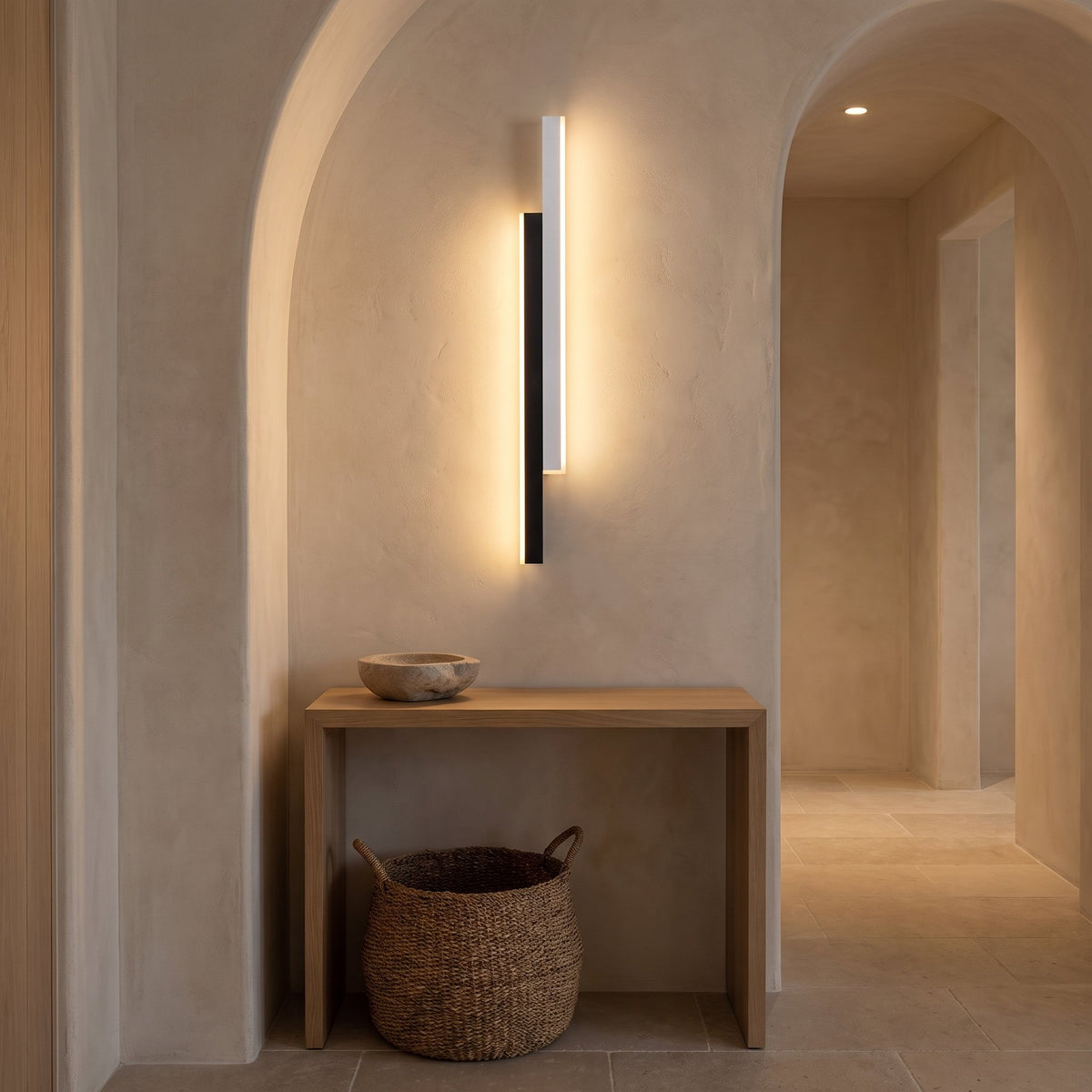 Vertical Strip Wall Sconce — Black+White, hallway