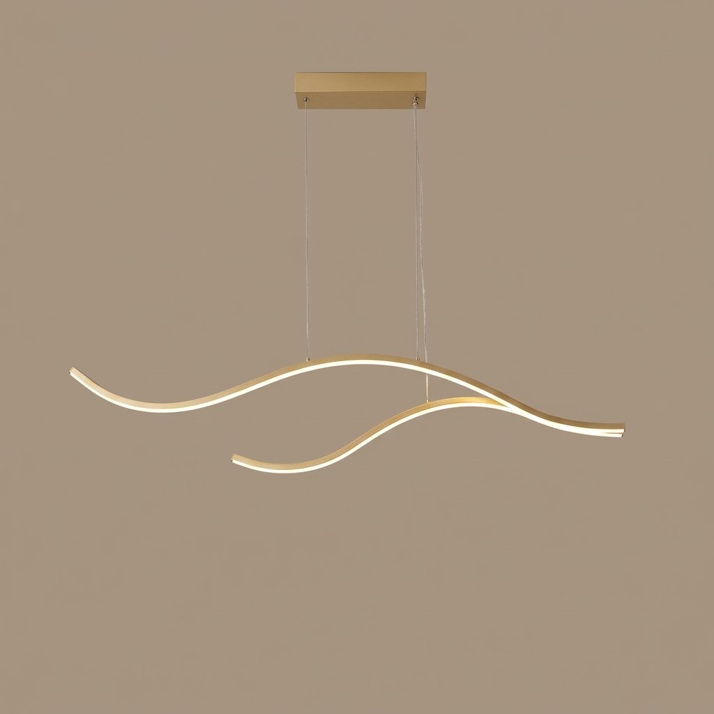 Waves Linear Pendant — Gold, 39.3 in, studio view