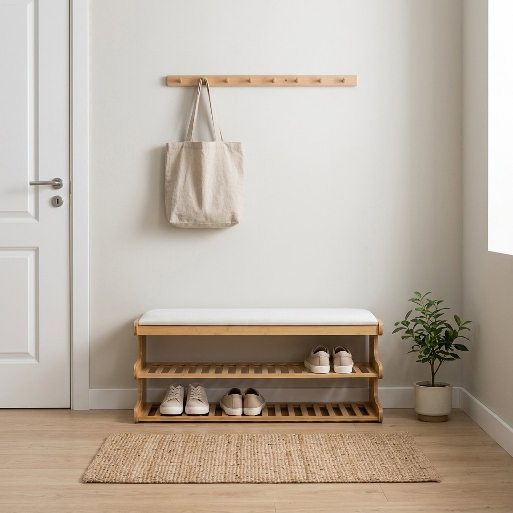 Reya Bamboo Storage Bench - entryway