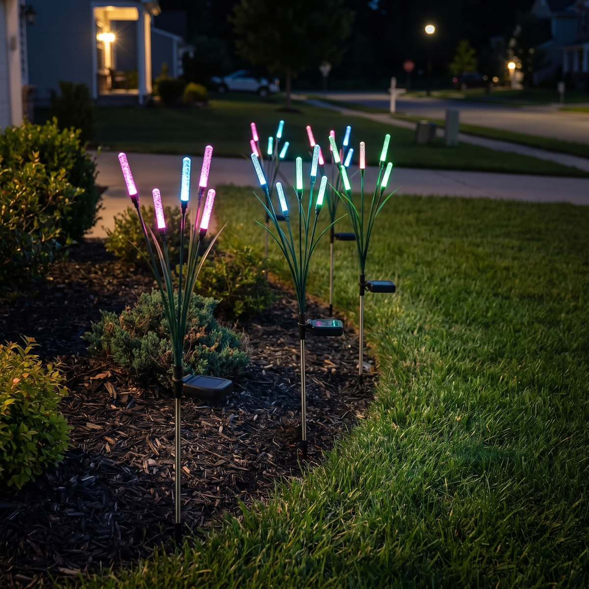 Vega Solar Path Light — lifestyle, front lawn edge