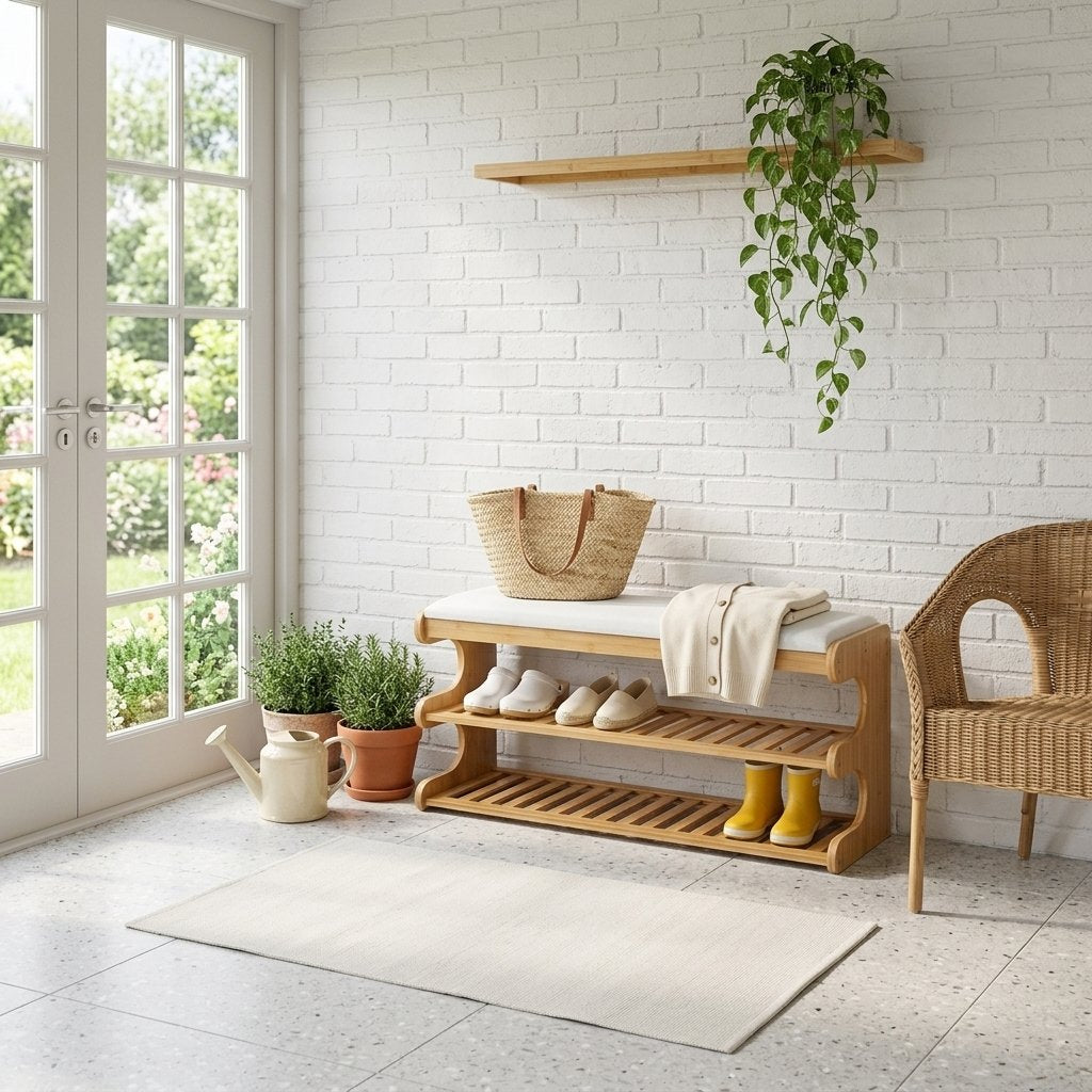 Reya Bamboo Storage Bench - sunroom