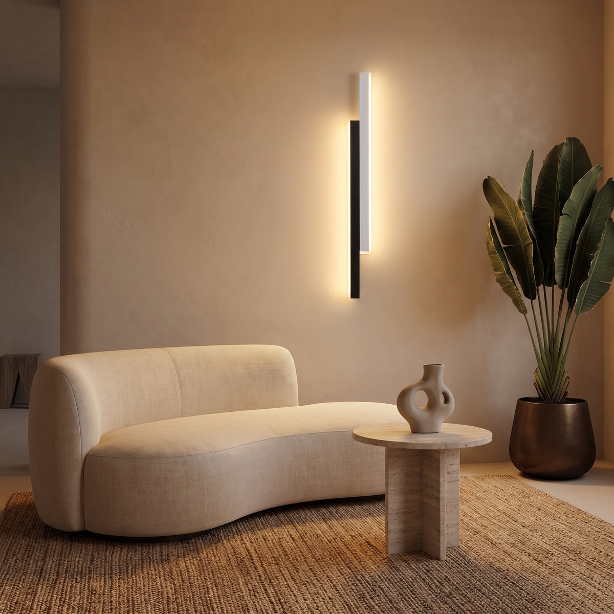 Vertical Strip Wall Sconce — Black+White, living room