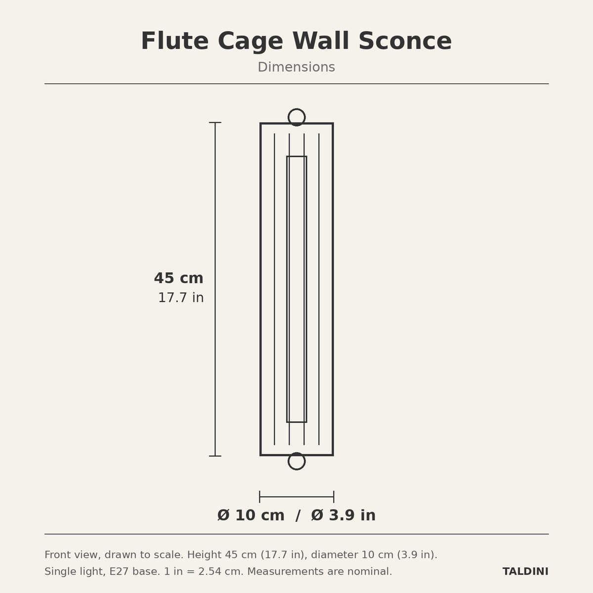 Flute Cage Wall Sconce — dimensions diagram