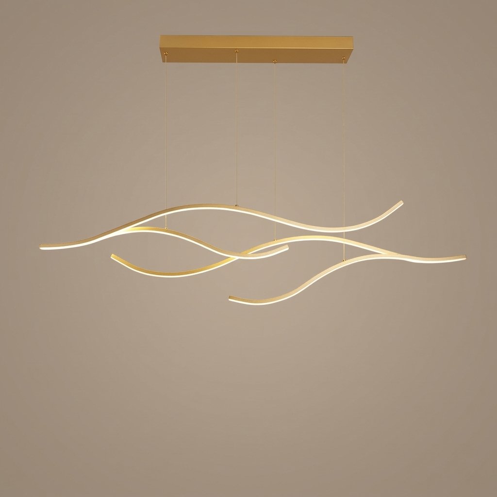 Waves Linear Pendant — Gold, 47.2 in, studio view