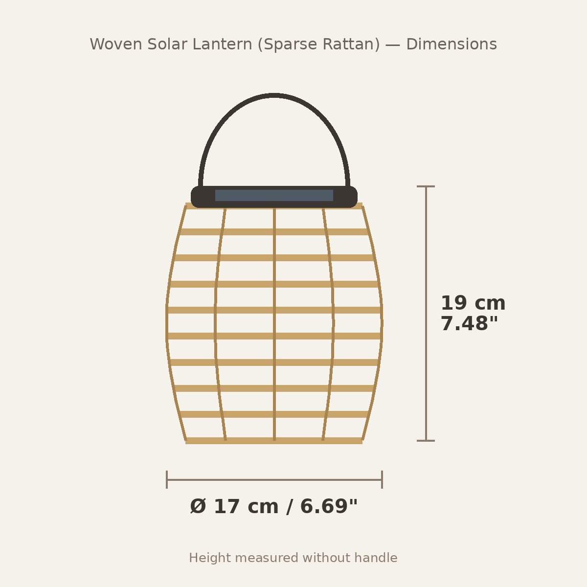 Woven Solar Lantern — Sparse Rattan dimensions