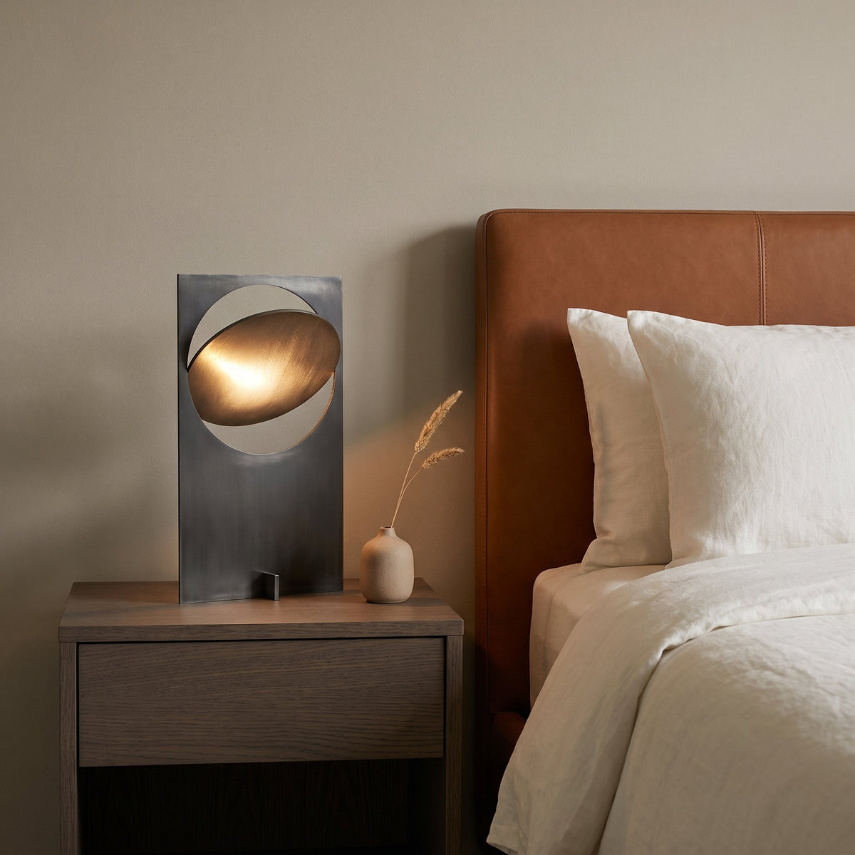 Horizon Disc Table Lamp — bedside lifestyle