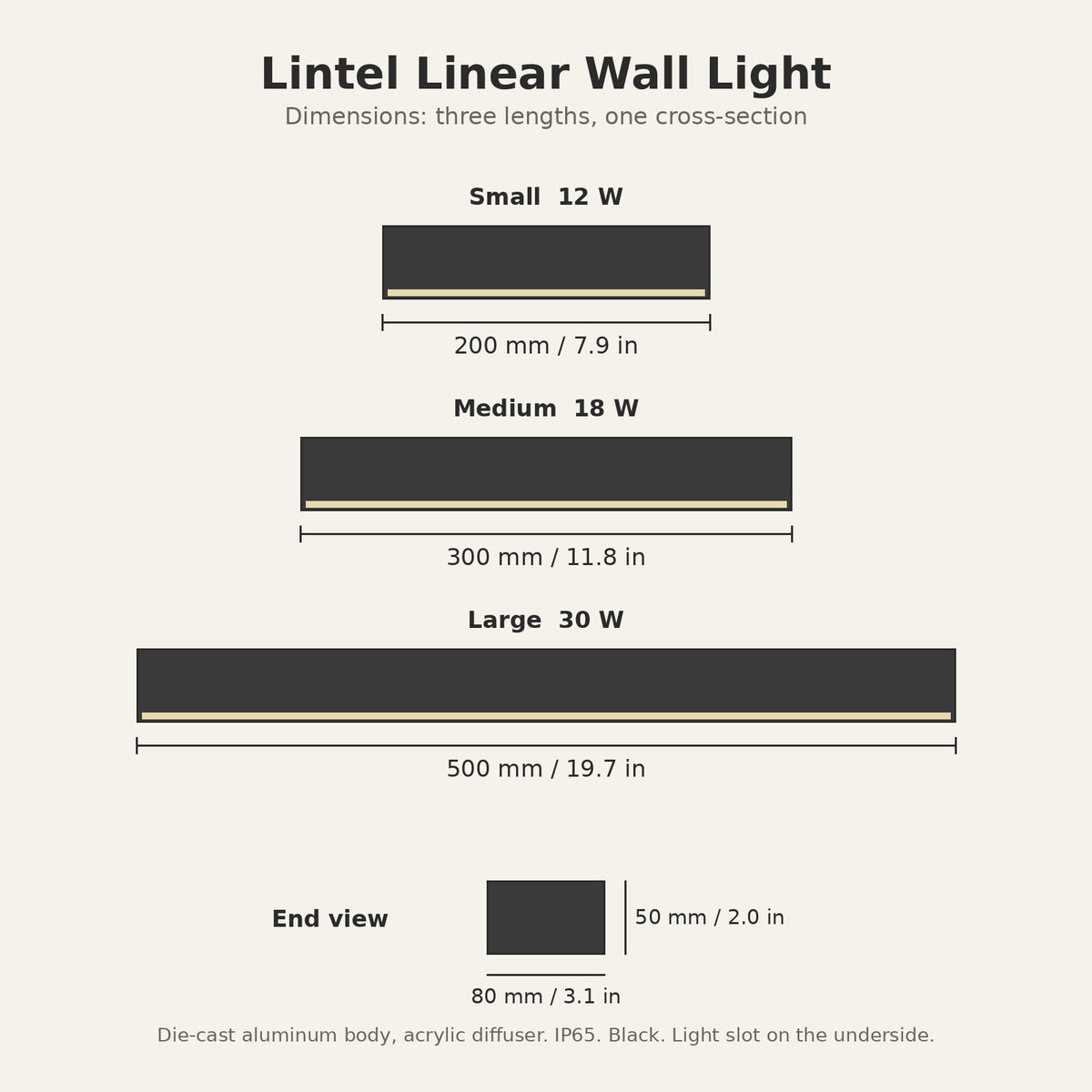 Lintel Linear Wall Light — dimensions diagram