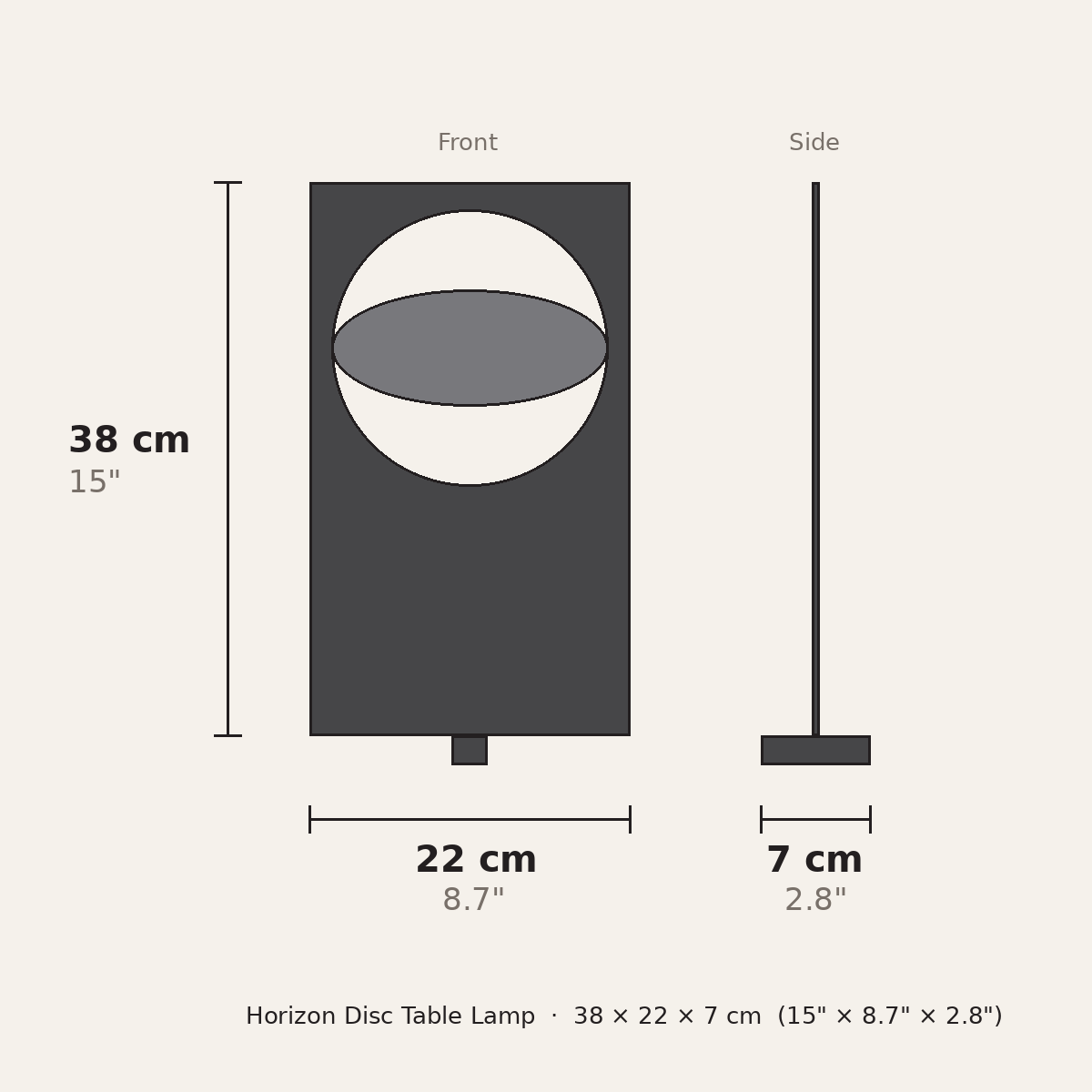 Horizon Disc Table Lamp — dimensions diagram
