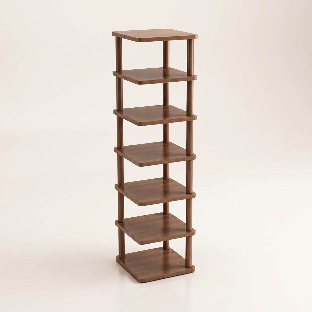 Spire Shoe Tower — hero, Walnut 7-tier Half