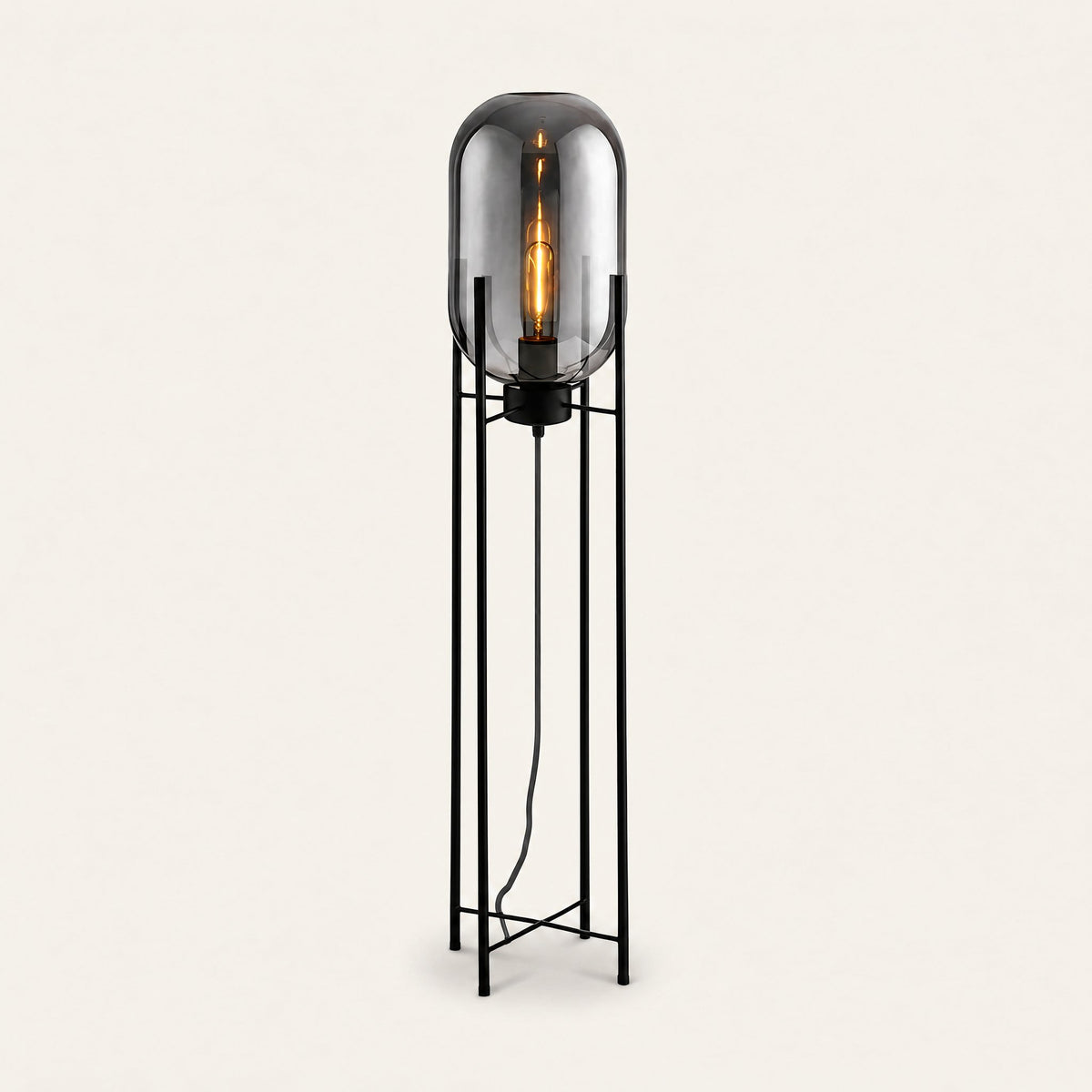 Nimbus Glass Floor Lamp — 140cm (35cm shade), Smoke Gray