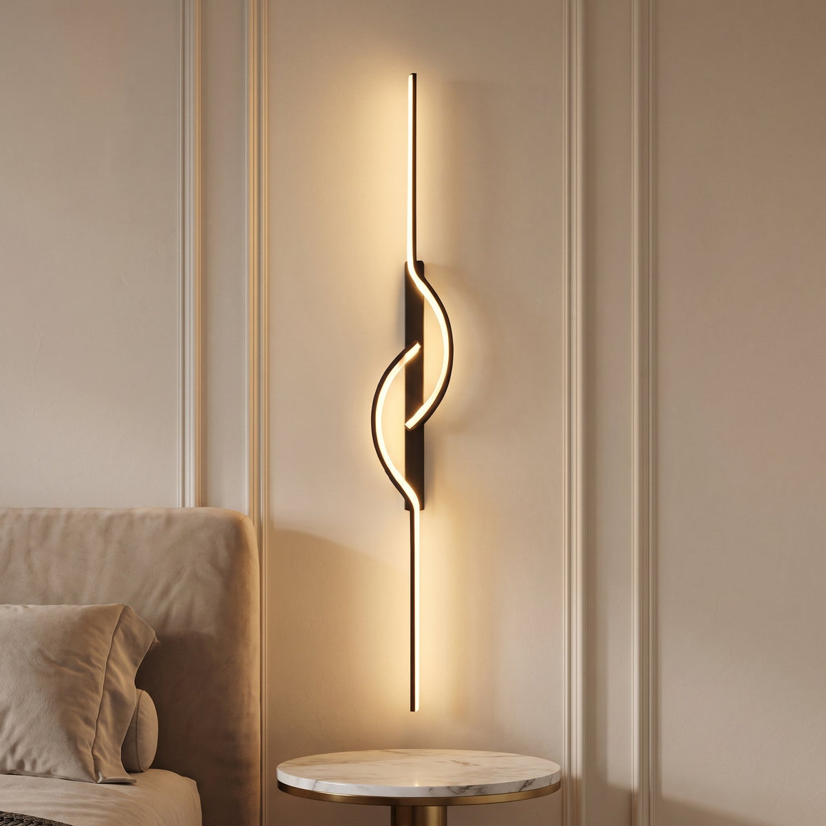 Halo Bar Wall Sconce — bedroom, vertical mount beside bed