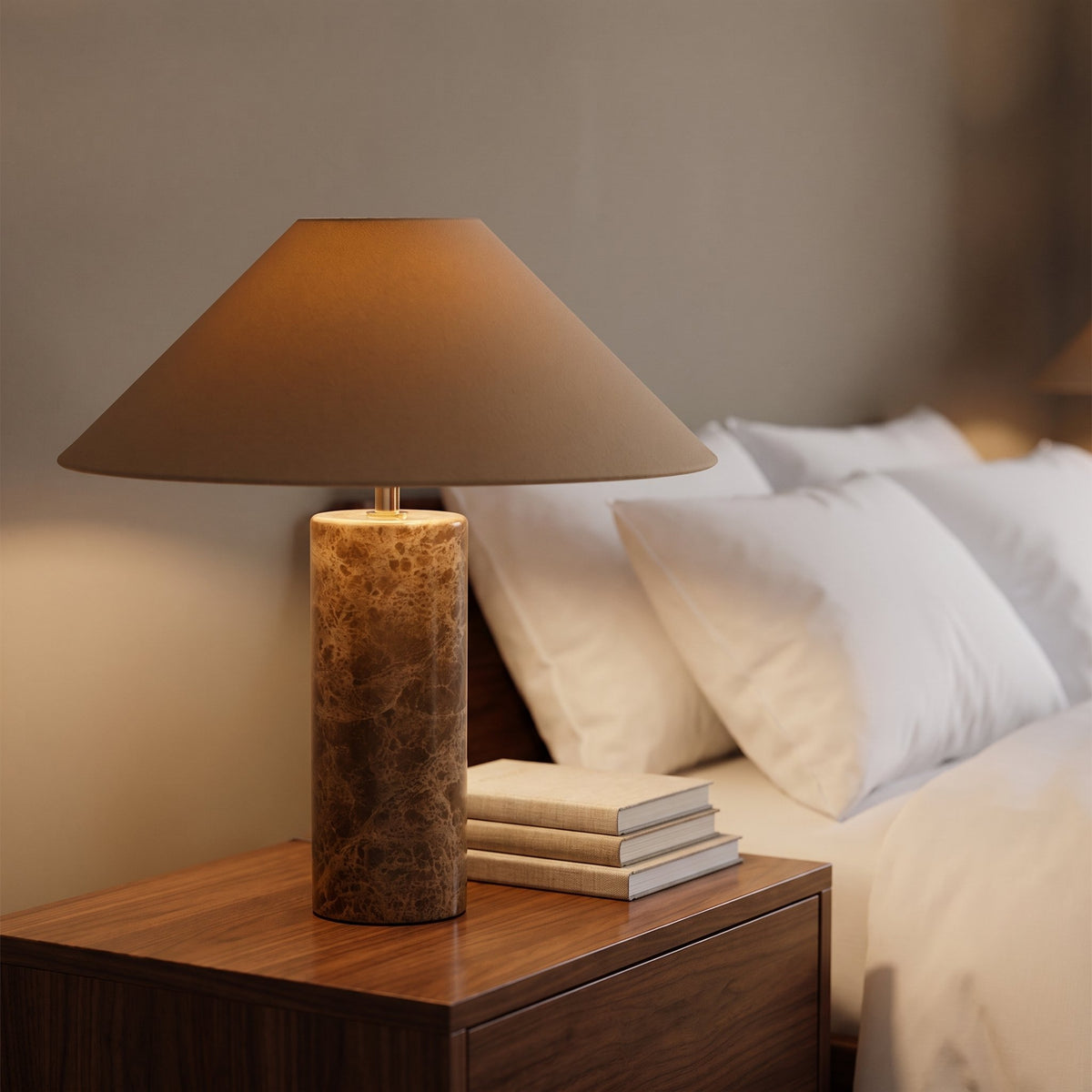 Aegean Stone Table Lamp — bedroom nightstand lifestyle