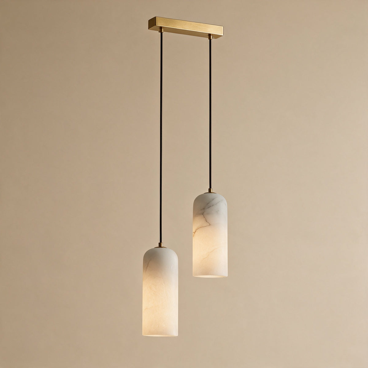 Alabaster Capsule Pendant Light — 2-head square canopy hero