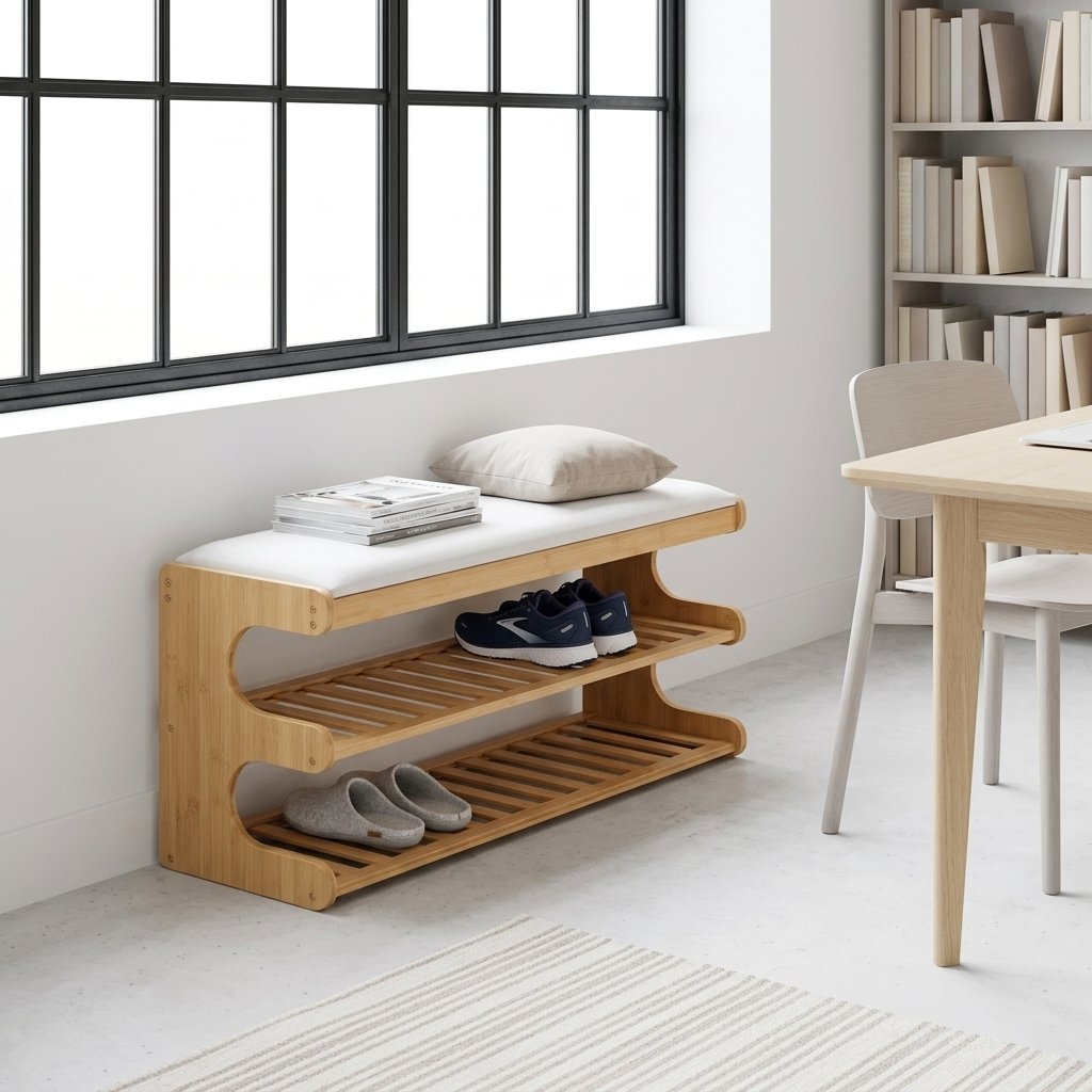 Reya Bamboo Storage Bench - loft office
