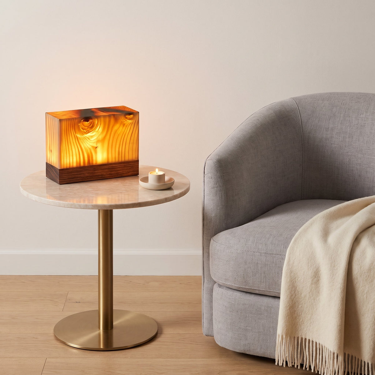Grove Cube Lamp — rectangle lamp in reading corner