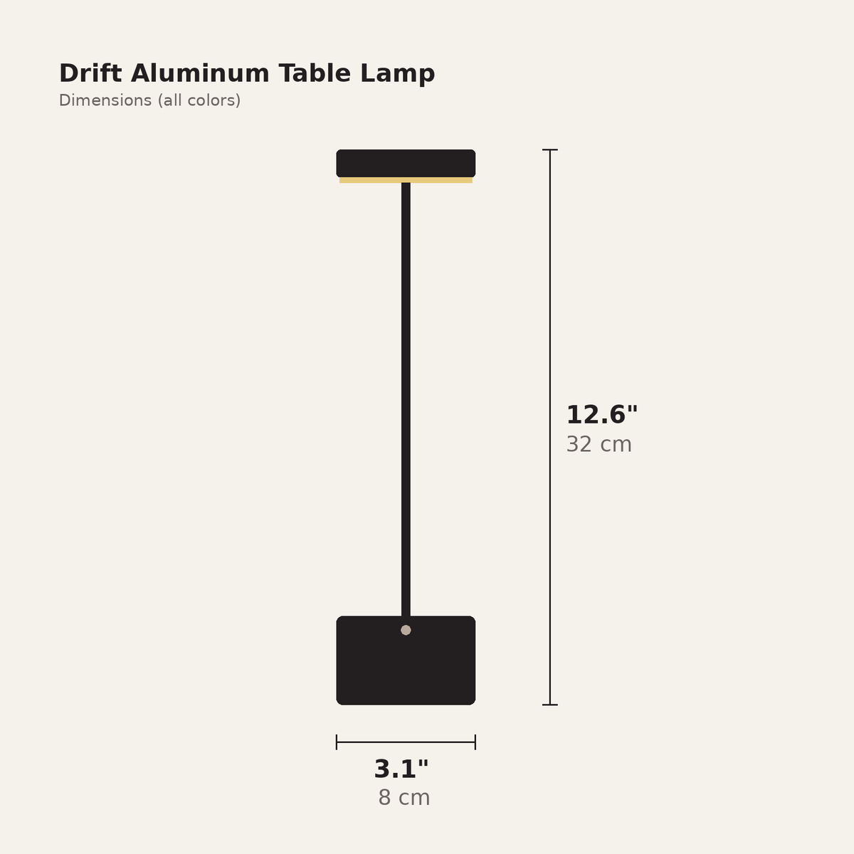 Drift Aluminum Table Lamp — dimensions