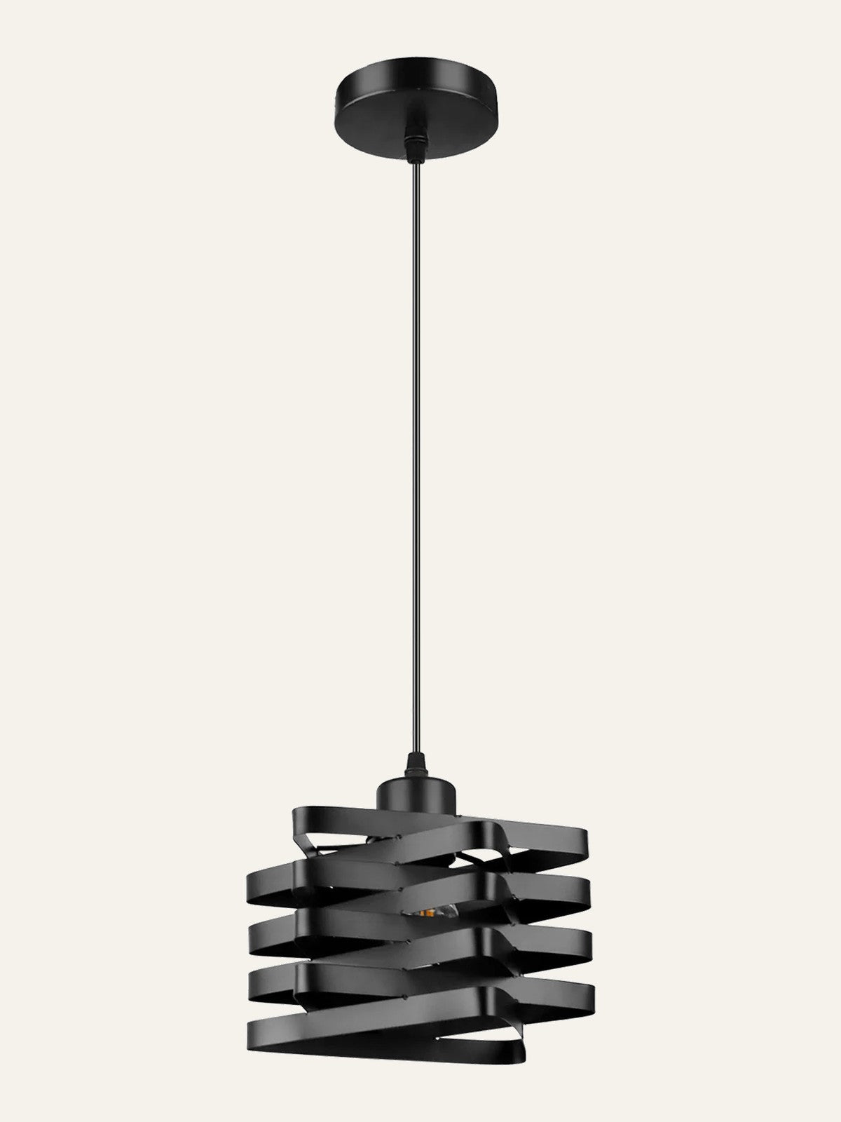 Twist Ribbon Pendant Light — Black hero, studio
