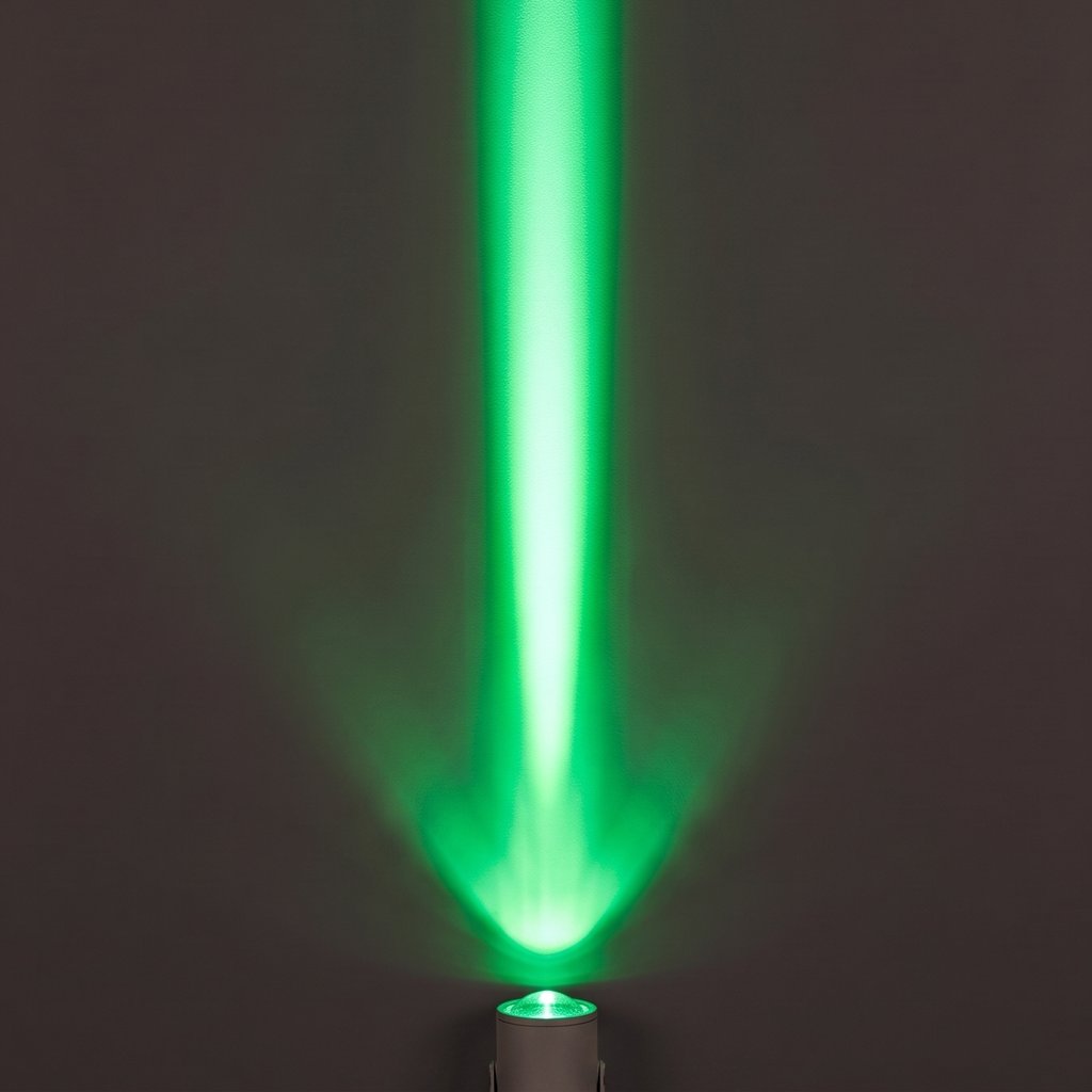 Aperture Beam Spotlight green beam effect on a dark wall