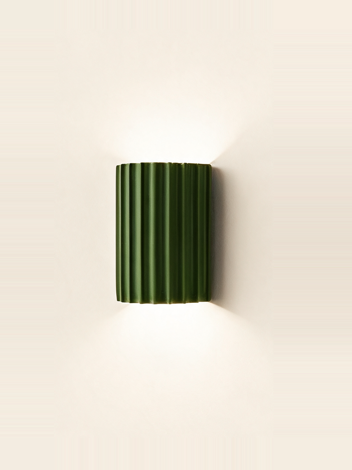 Ribbed Resin Wall Sconce — hero, Green