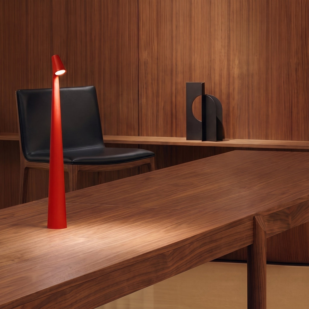 Spire Cone Table Lamp — Wine Red, desk lifestyle scene