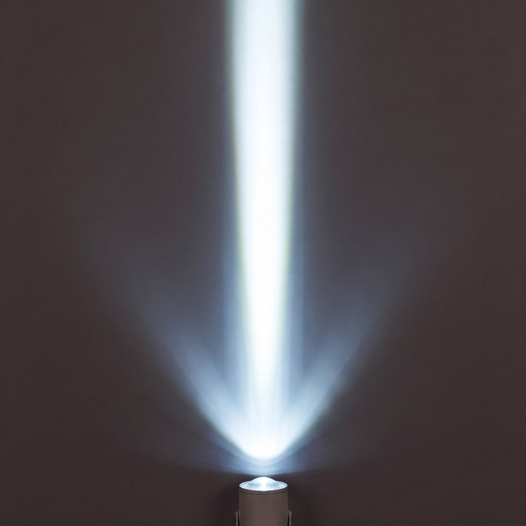 Aperture Beam Spotlight cool white beam effect on a dark wall