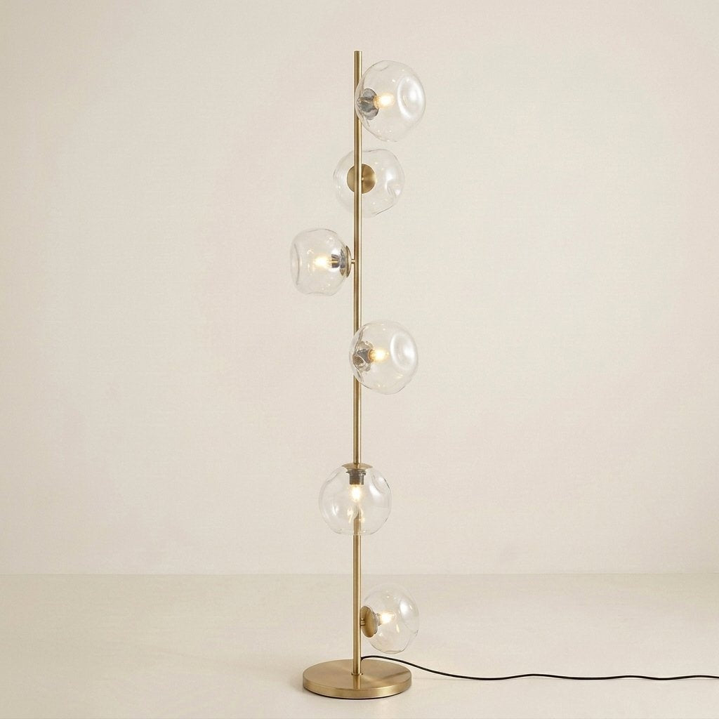 Auralis Glass Floor Lamp — Gold frame, Transparent glass hero