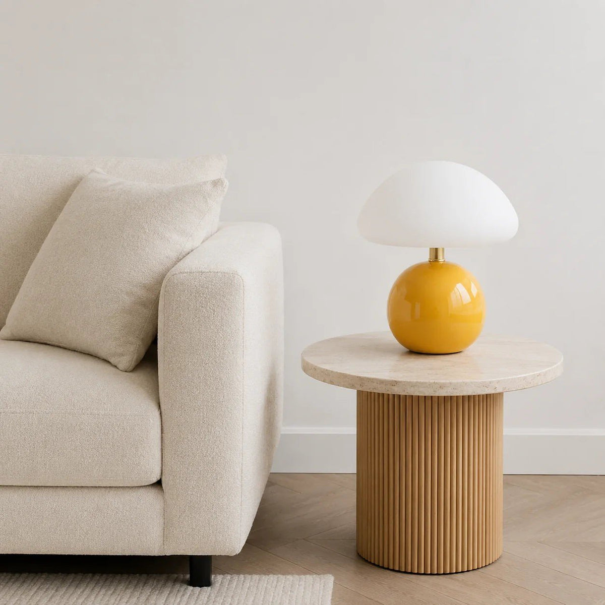 Bonbon Dome Table Lamp - Orange lamp on a side table