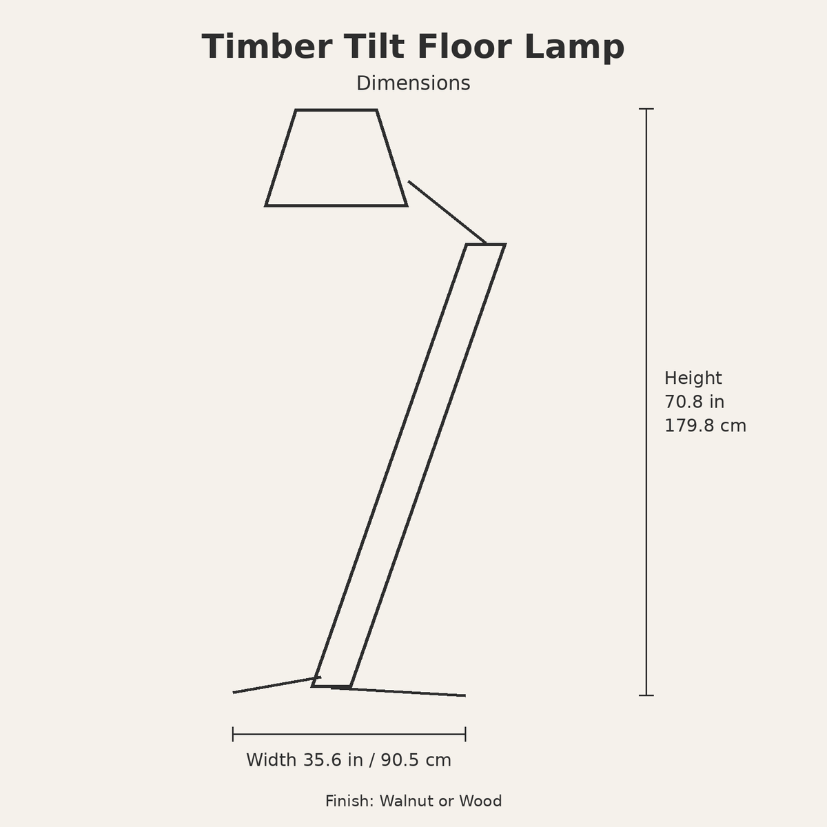 Timber Tilt Floor Lamp — dimensions diagram