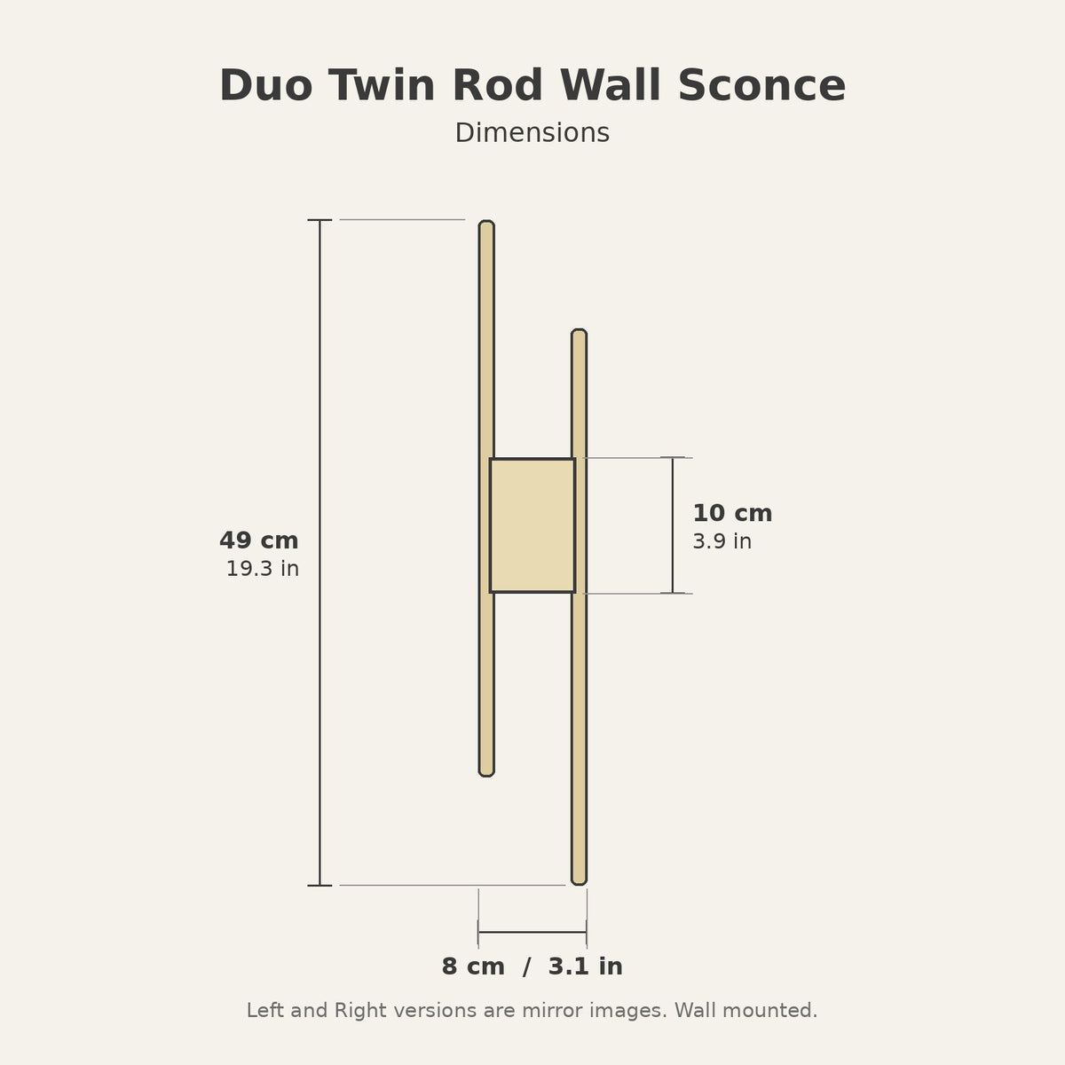 Duo Twin Rod Wall Sconce — dimensions diagram