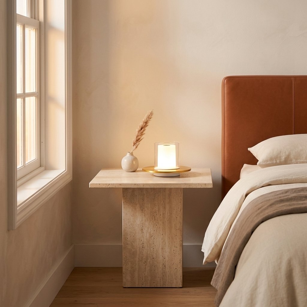 Lumen Touch Table Lamp — Gold on bedside nightstand