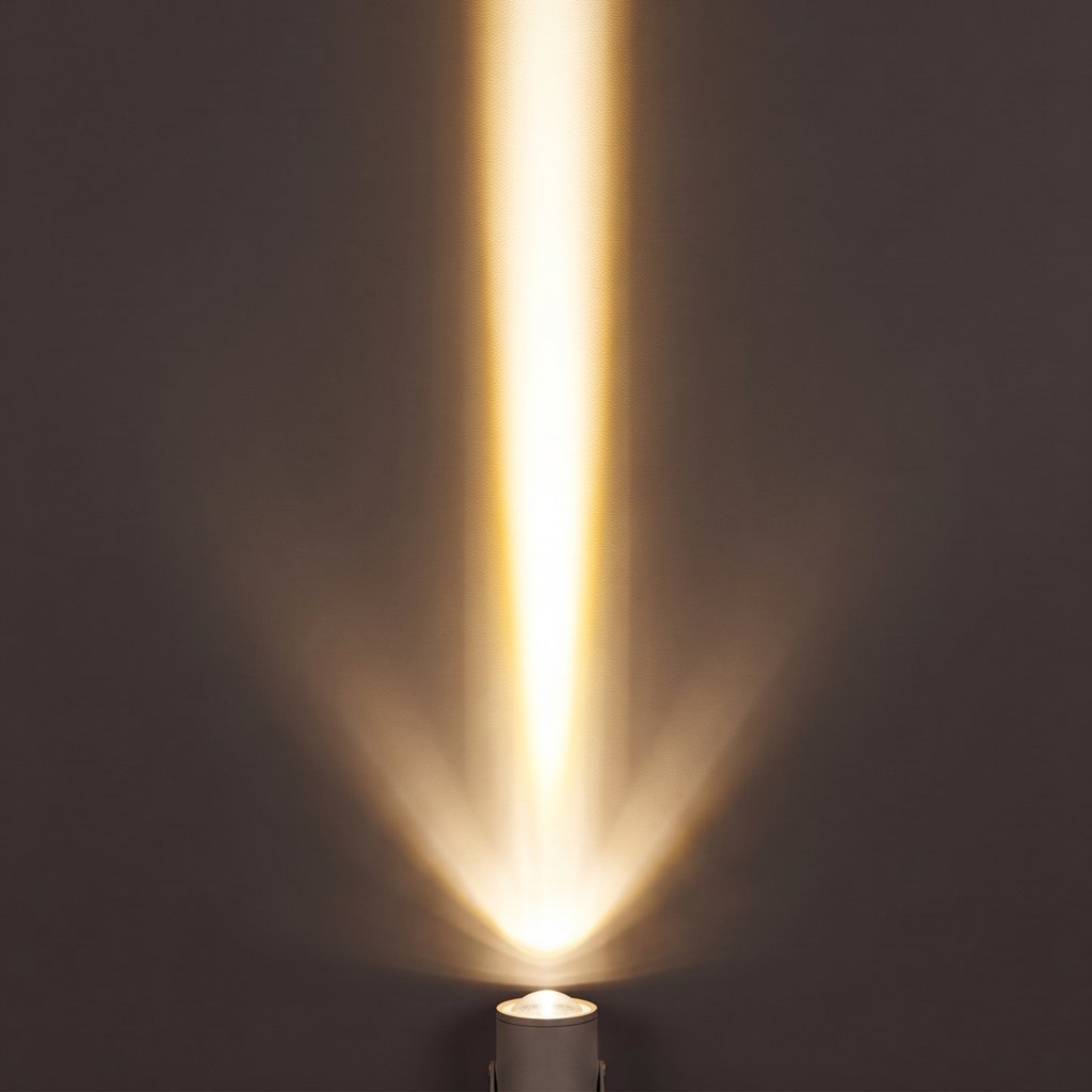 Aperture Beam Spotlight warm white beam effect on a dark wall