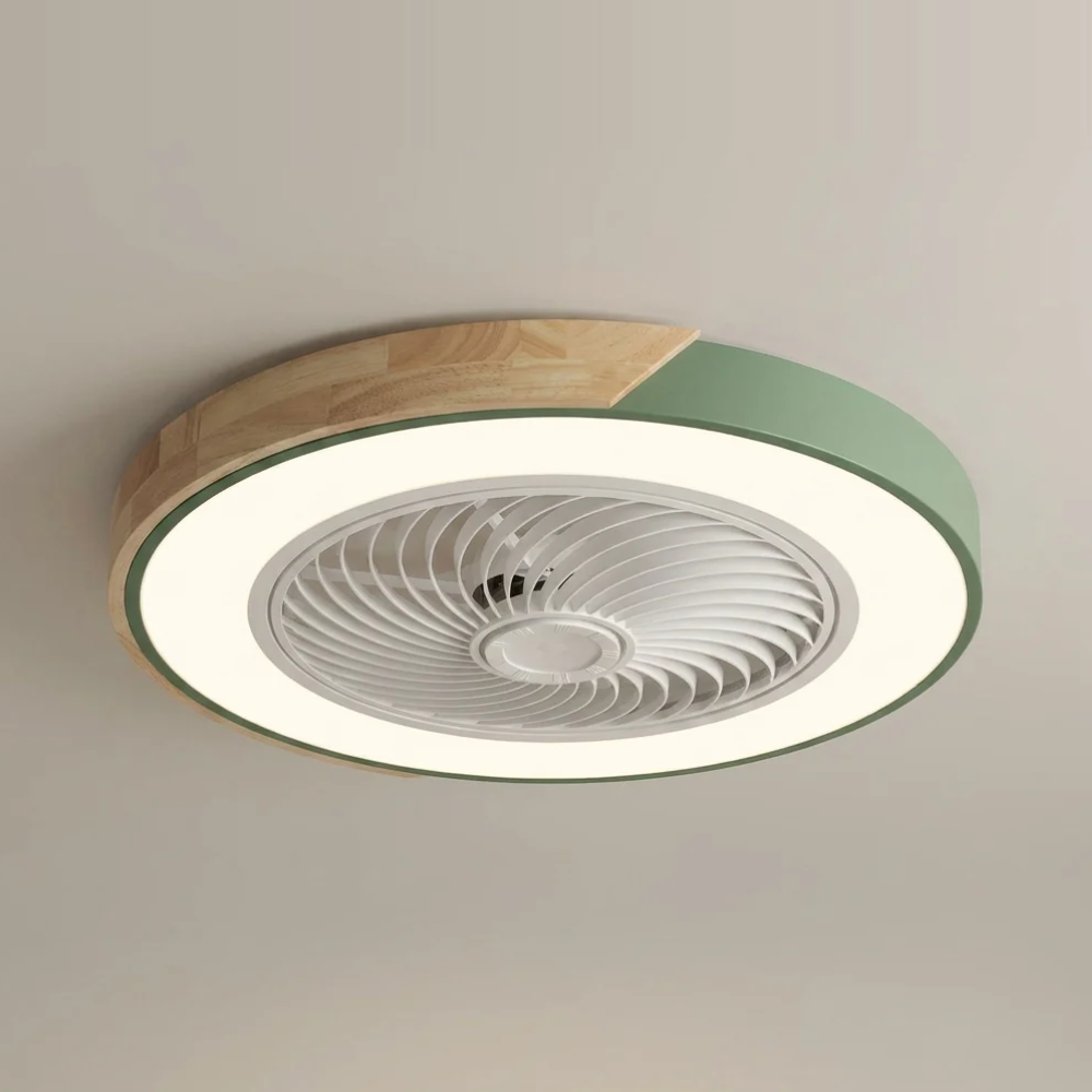 Bladeless flush mount ceiling fan - Green round finish