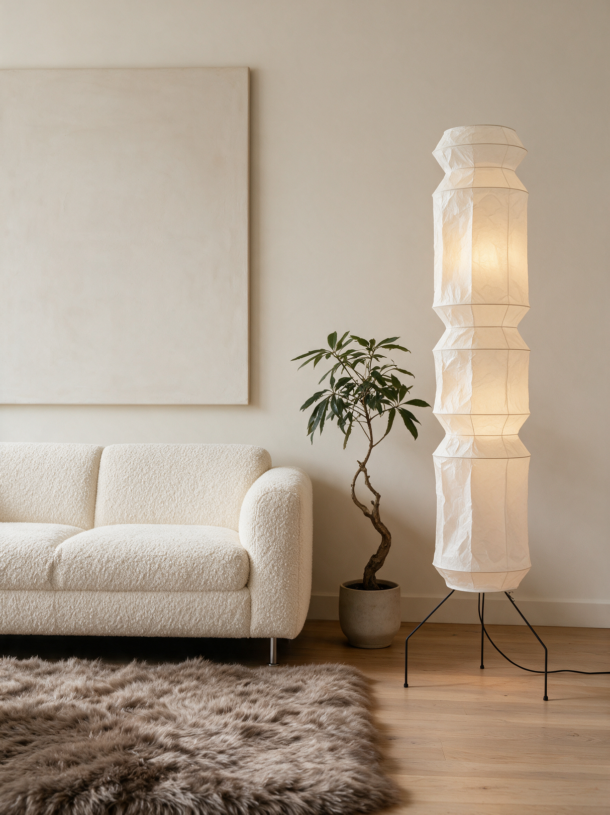 Kyoto Washi Paper Floor Lamp — coffee table lifestyle
