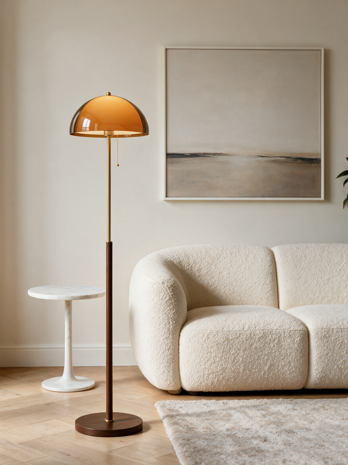 Ember Acrylic Dome Floor Lamp — living room lifestyle