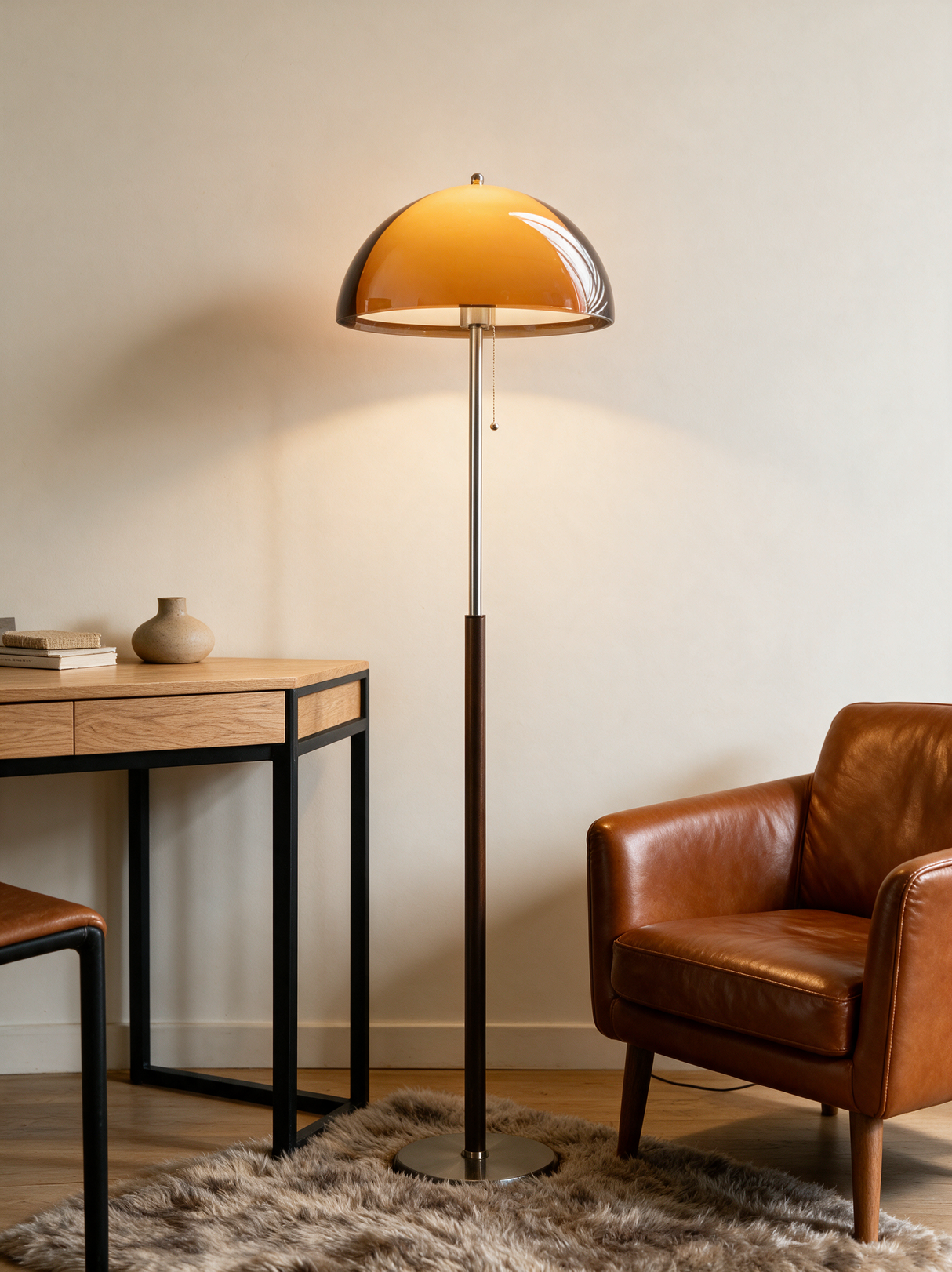 Ember Acrylic Dome Floor Lamp — desk lifestyle