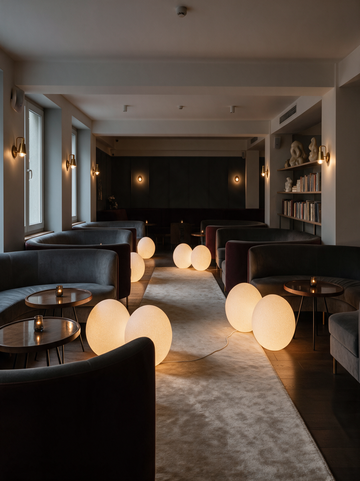 Luna Sphere Floor Lamp — hallway lifestyle