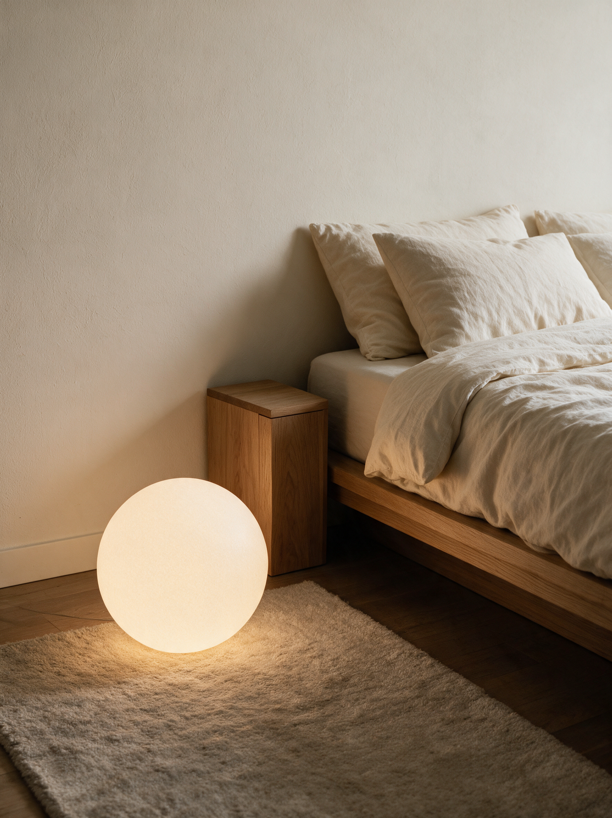 Luna Sphere Floor Lamp — bedroom lifestyle