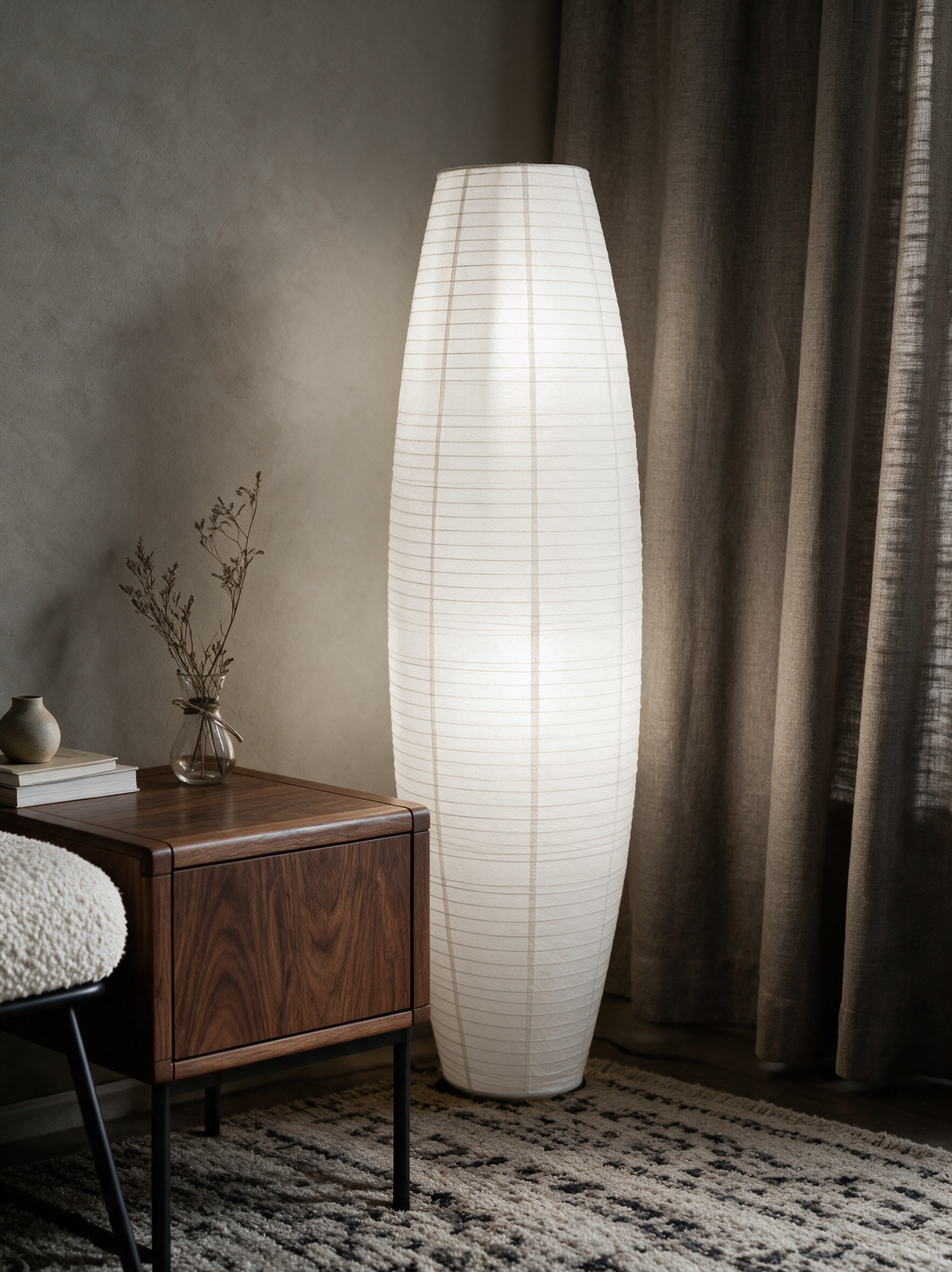 Sora Rice Paper Floor Lamp — moody lifestyle