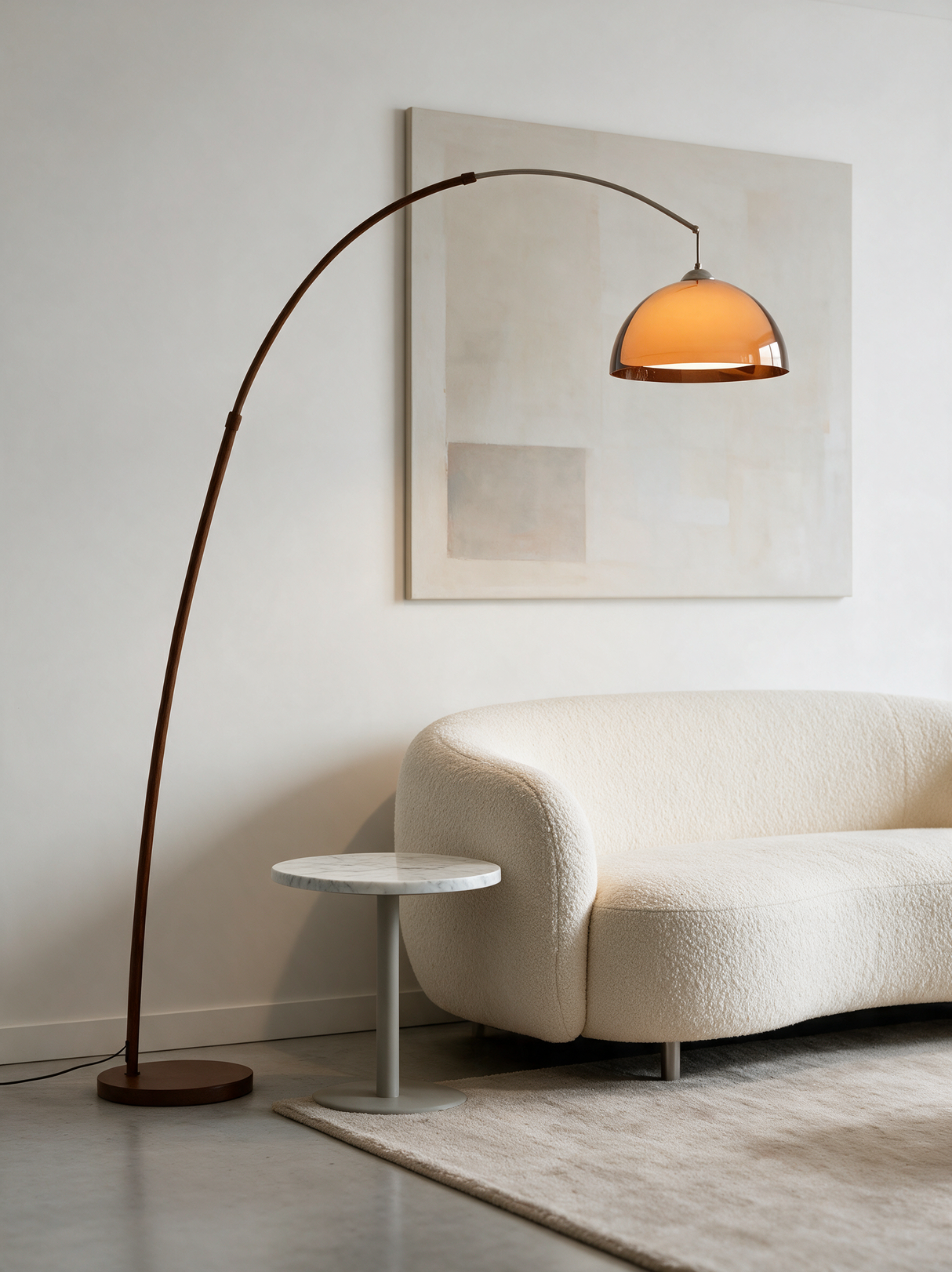 Linden Arc Floor Lamp — living room lifestyle