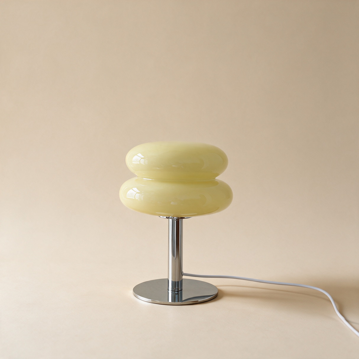 Amara Chrome & Glass Table Lamp — Yellow hero